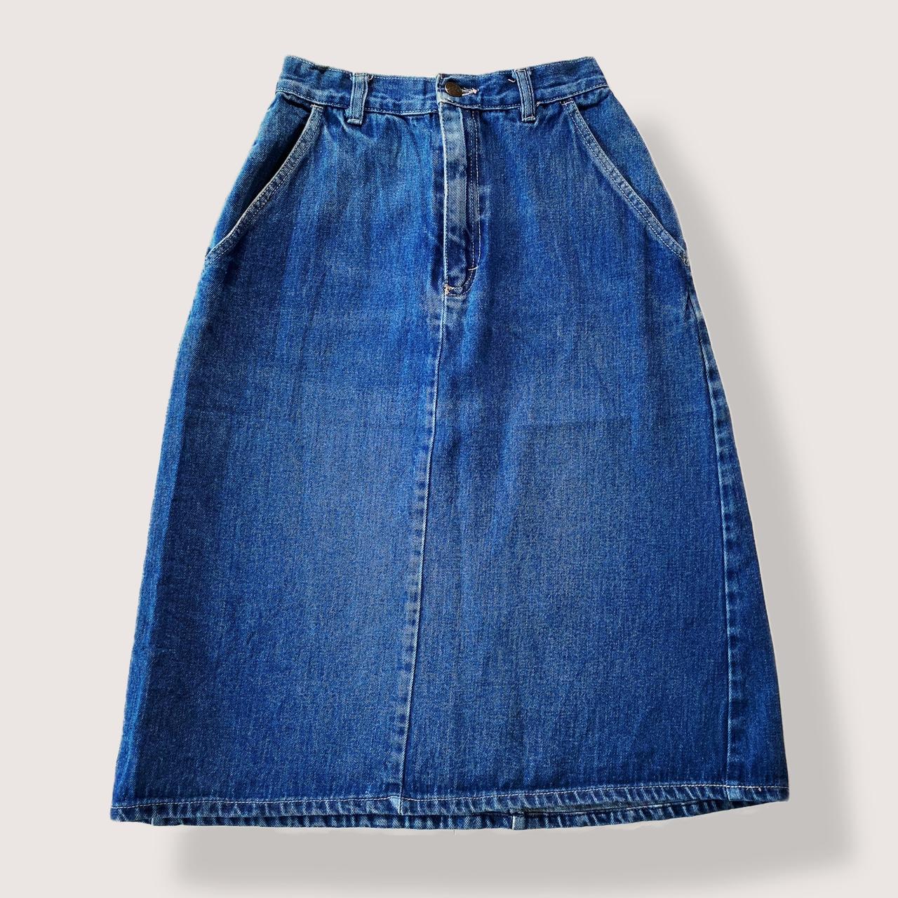 Long blue jean skirts 80s hotsell