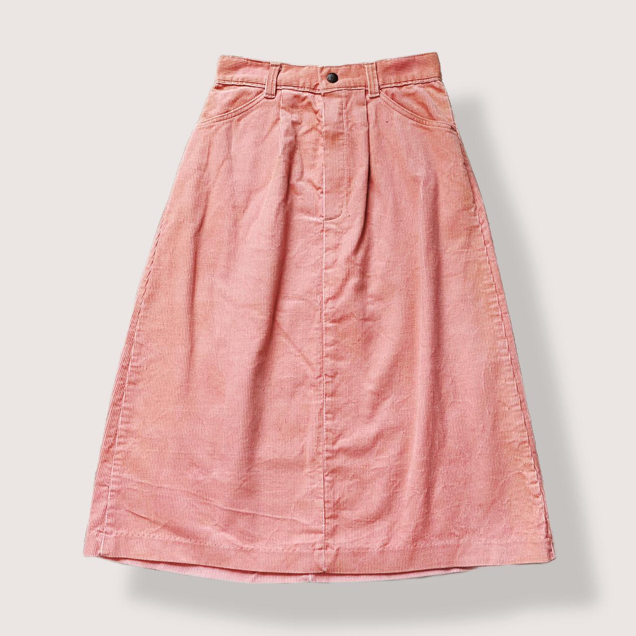 Corduroy Skirt Vintage 90s Pink High Waisted Cord MIDI Skirt Tapered High Rise