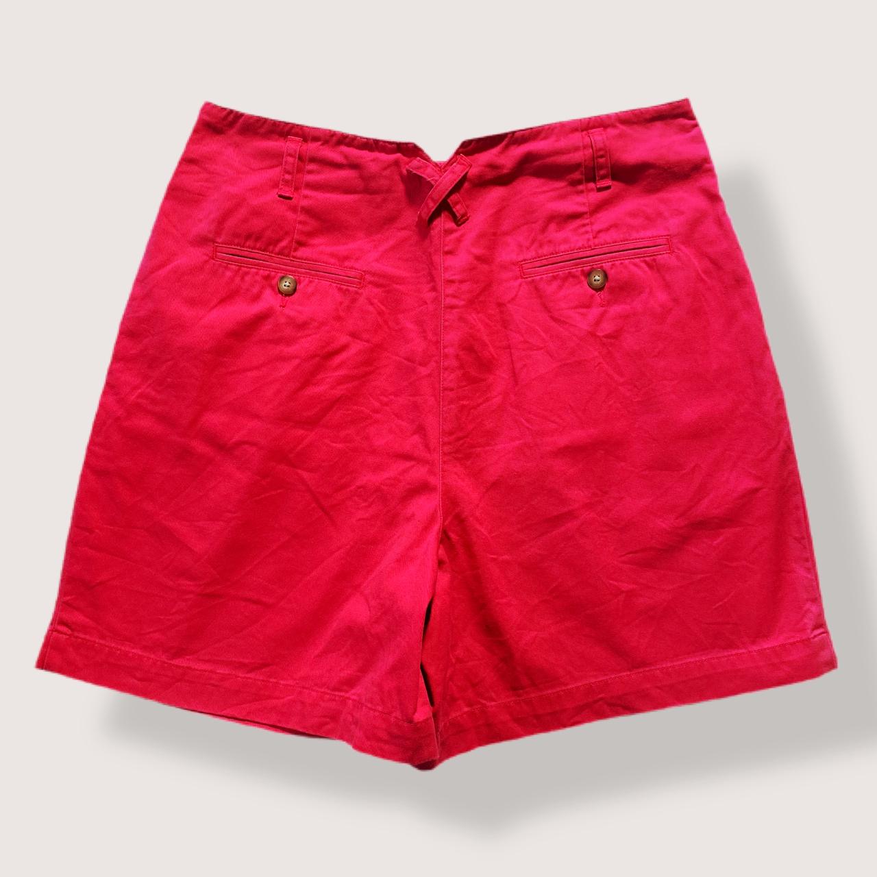 Vintage 90s Cotton Shorts Red Chino Shorts High Waisted Tapered Bermuda Shorts with Front Pockets &