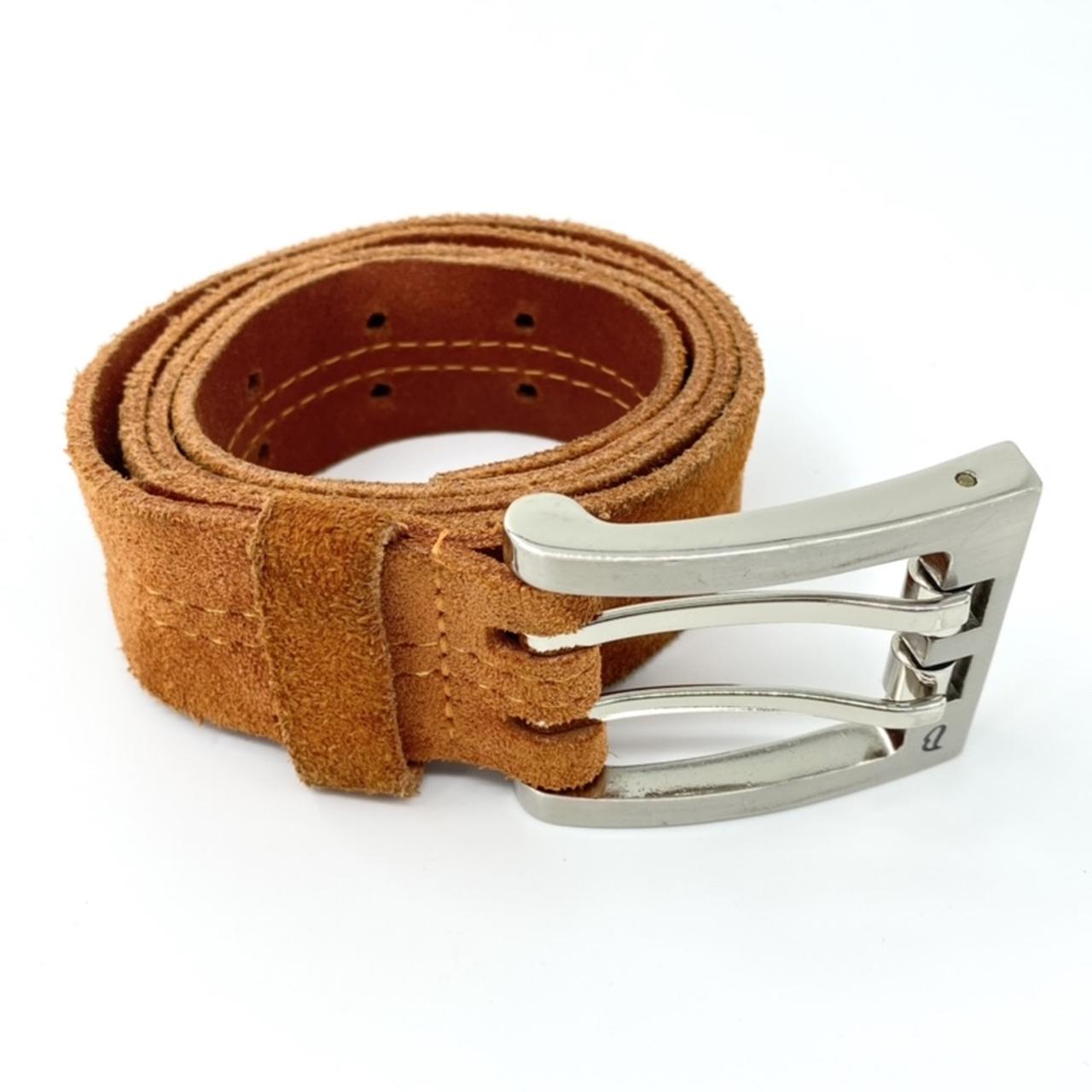 Vintage Leather Belt Western Belt in Tan Suede with Silver Tone Buckle