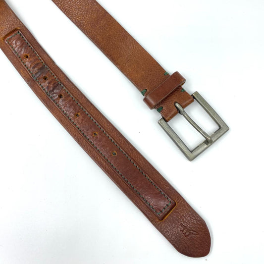 Leather Belt Vintage 90s Western Brown Leather Henry Cotton's Belt with Silver Tone Buckle