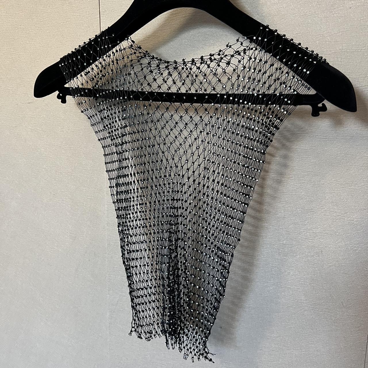 Diamanté Mesh Top Sleeveless Black Net Tank