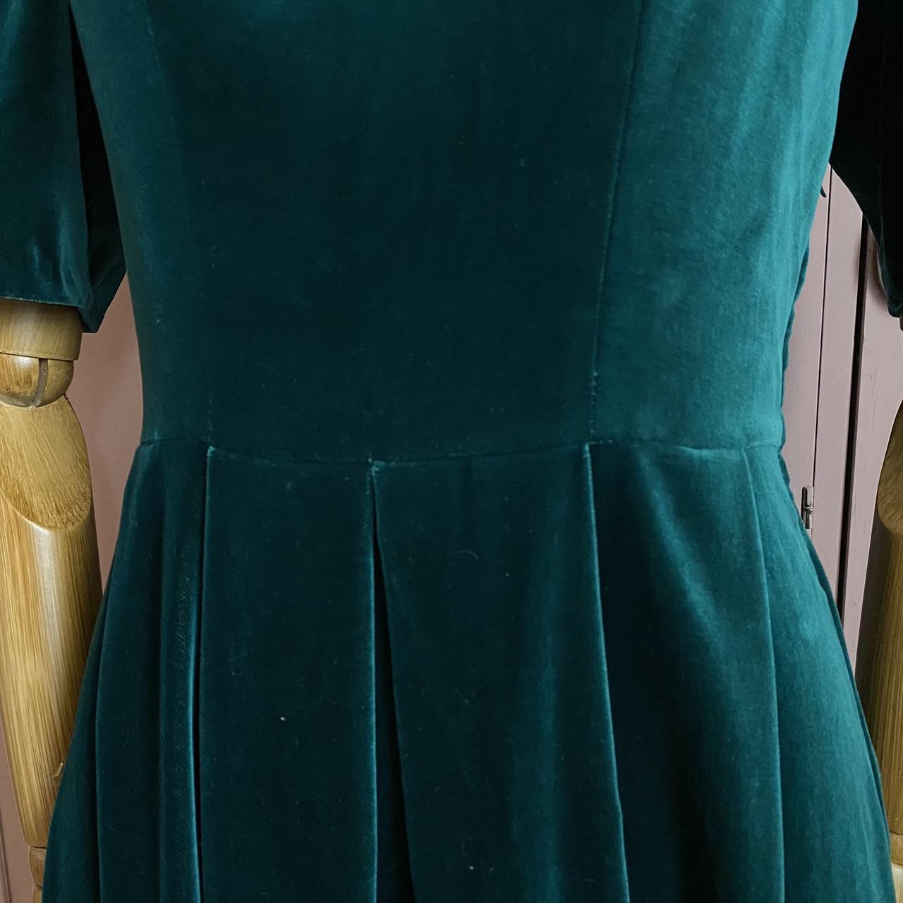 Vintage 90s Laura Ashley Dress Green Velvet Maxi Dress Buttons Up the Back Long Pleated Skirt Half S