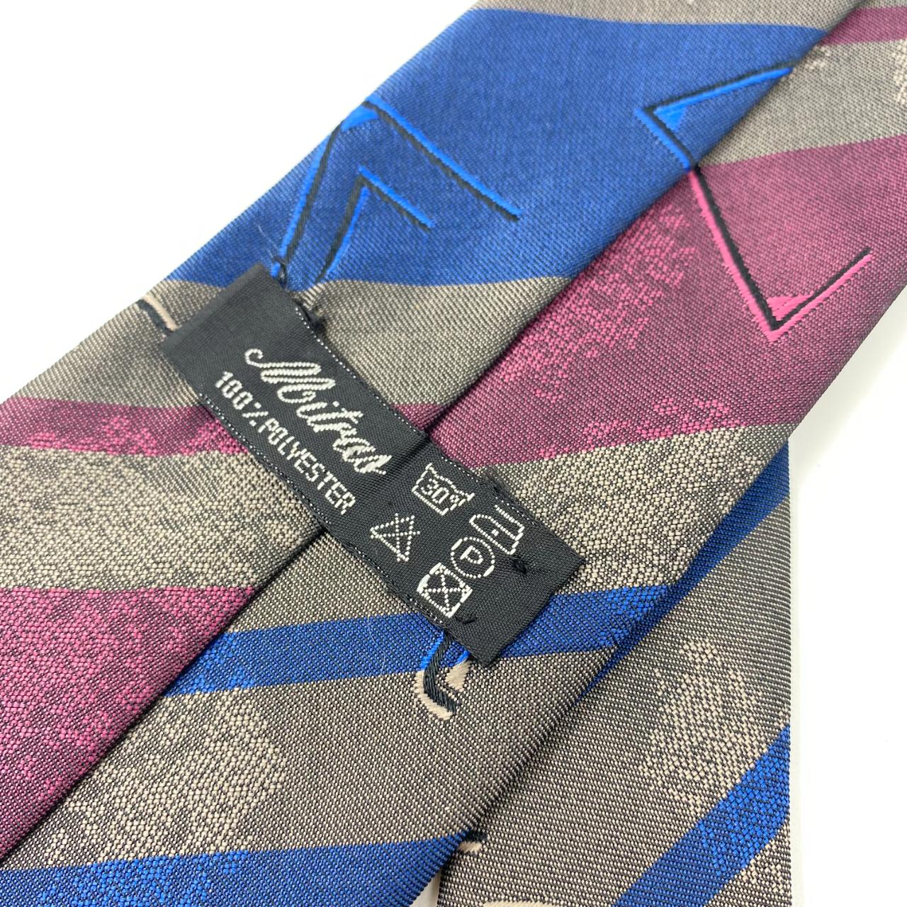 Vintage Tie Retro 80s Necktie Multi Coloured Mitras Funky Print Silky Tie One Size