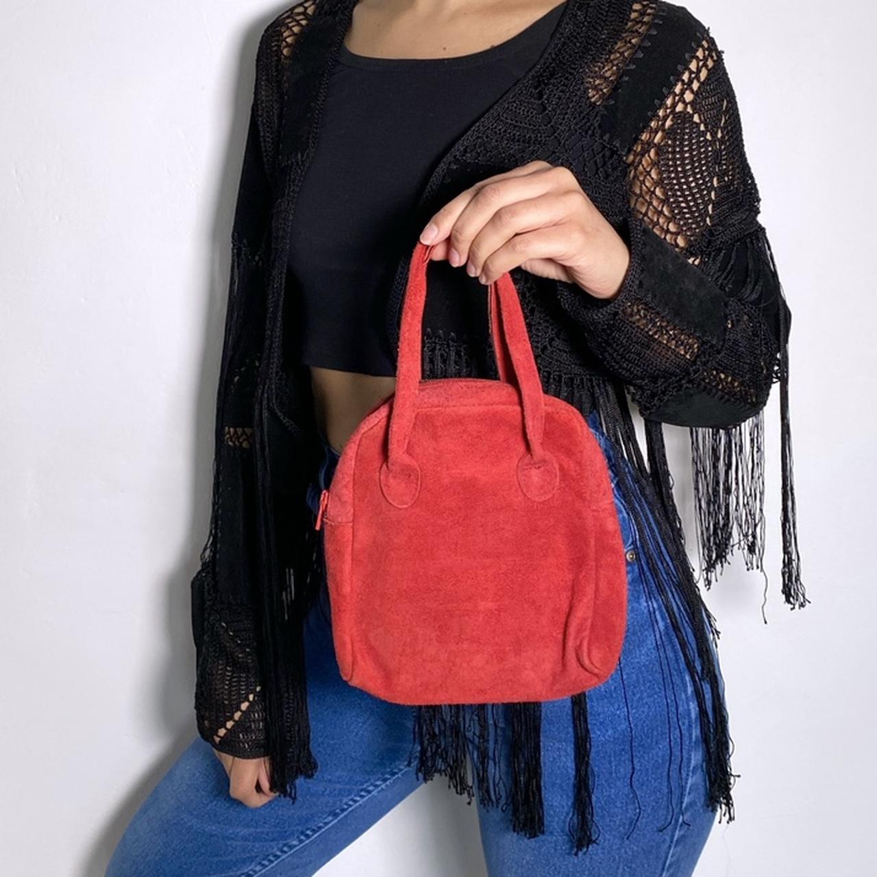 Handbag Vintage 90s Red Suede