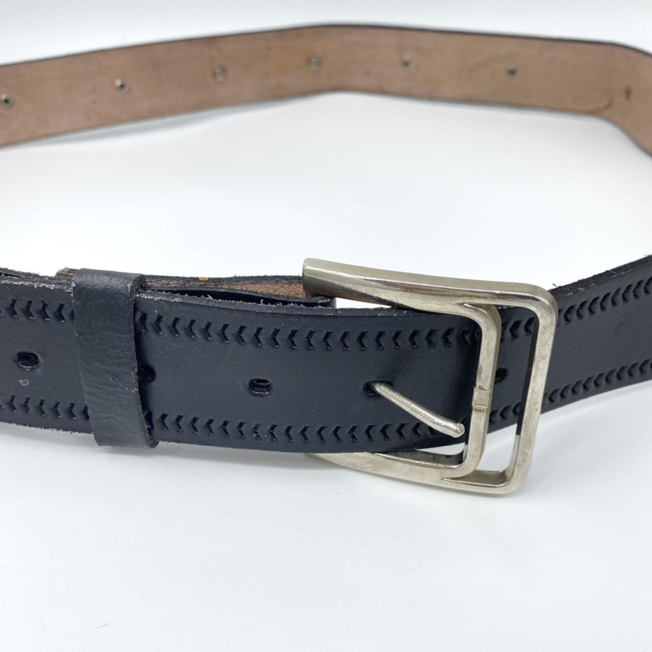 Vintage Leather Belt Studded Black Western Belt Cowgirl Silver Tone Embellished Detail