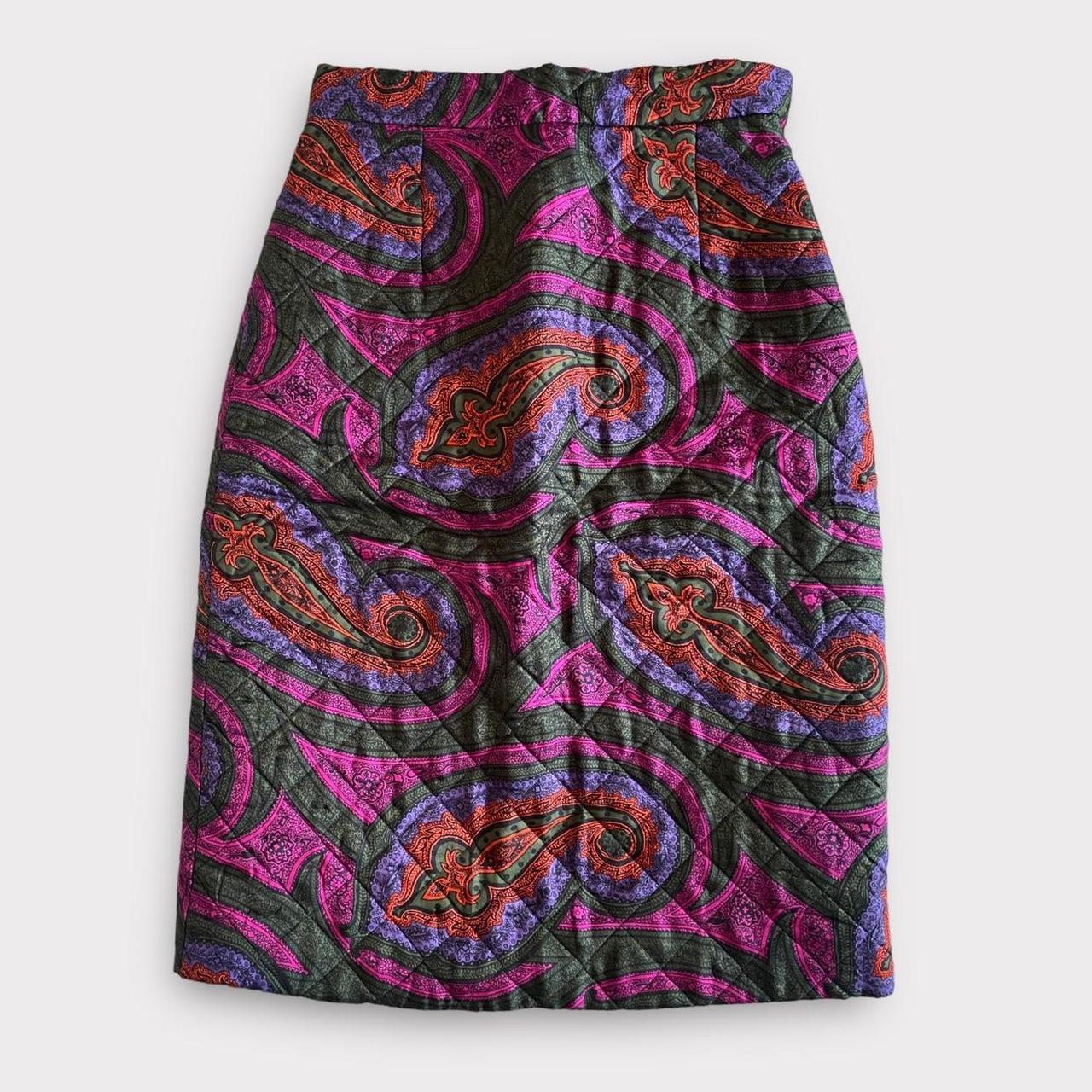 Vintage Quilted Skirt Paisley Midi Skirt Funky Print High Waisted Mini Skirt JW Anderson TopShop Siz