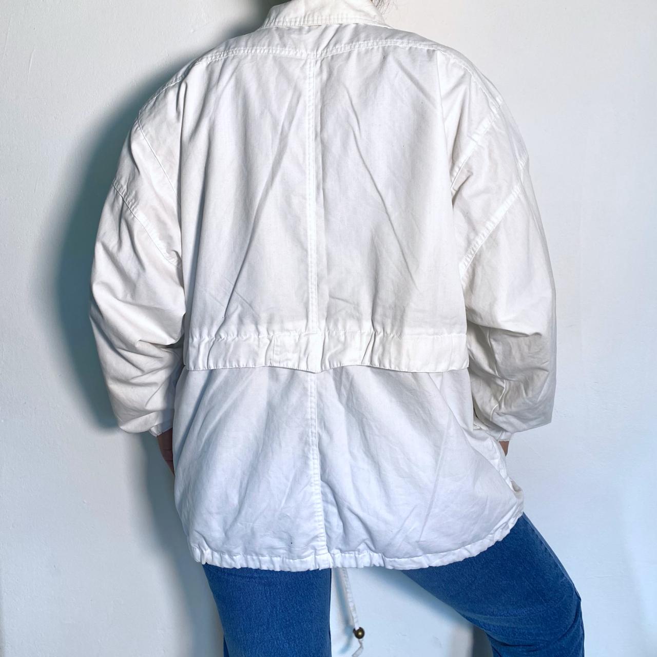 Light Weight Jacket Vintage 90s White Windbreaker Jacket Sprint Jacket with Zip & Button Closure