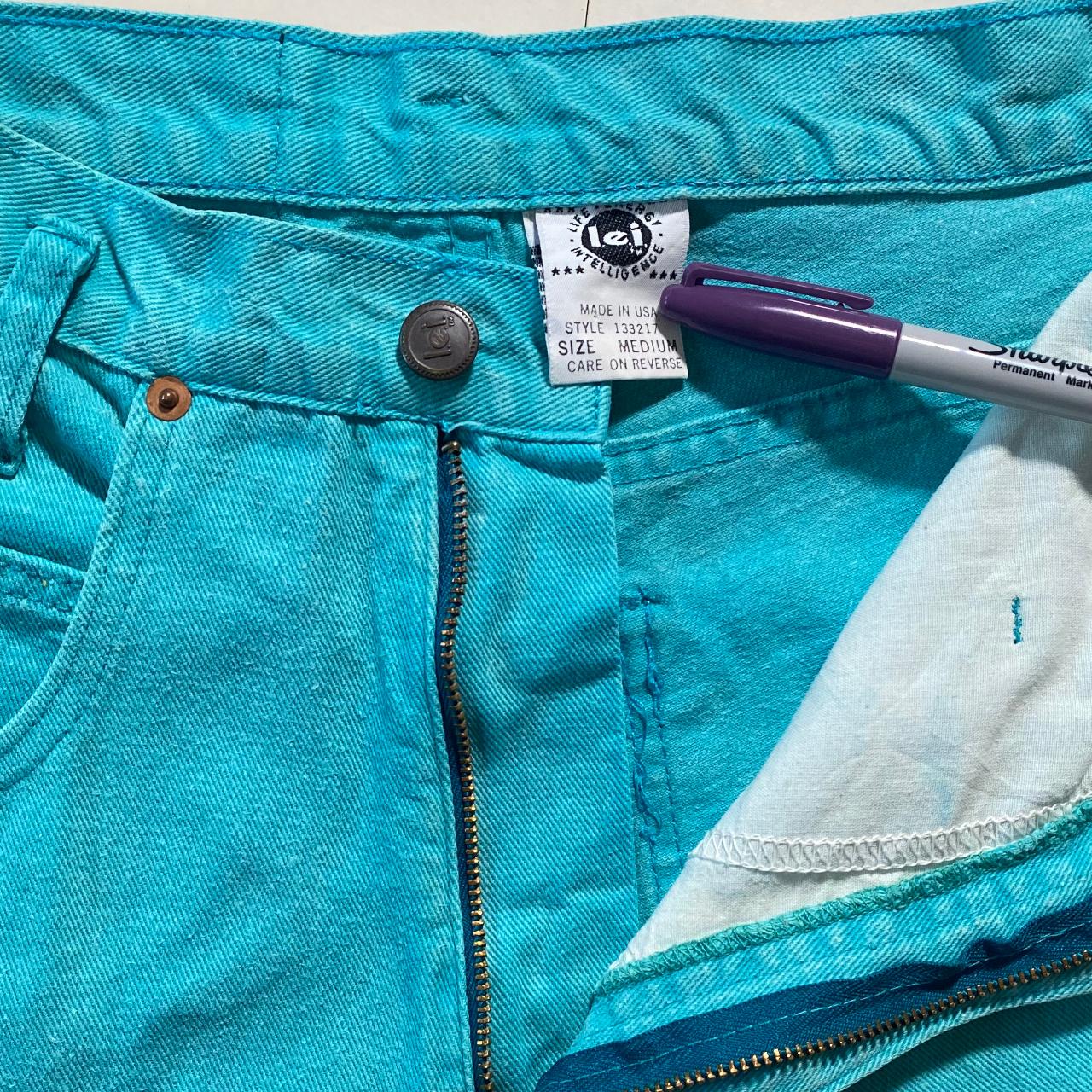 Vintage 90s Jeans Shorts Lei Bermuda Shorts Bright Teal High Waisted Tapered Jeans High Rise