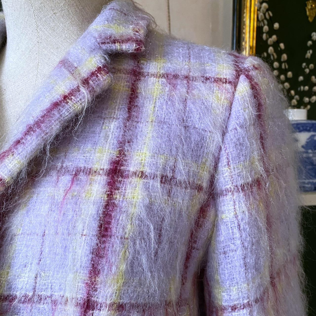 Vintage Mohair Blazer Checked Pastel Jacket Plaid Wool Clueless Style Button Up Jacket Size UK 14 Go