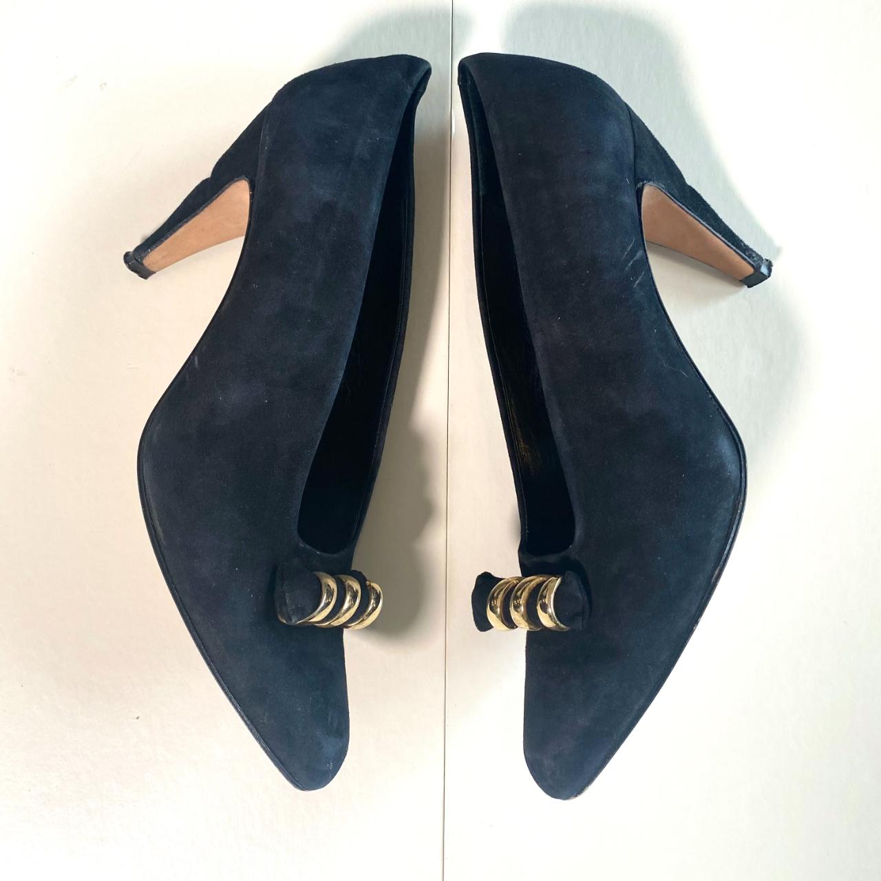 Black Heels Vintage 80s Suede Pumps Via Spiga Shoes 7