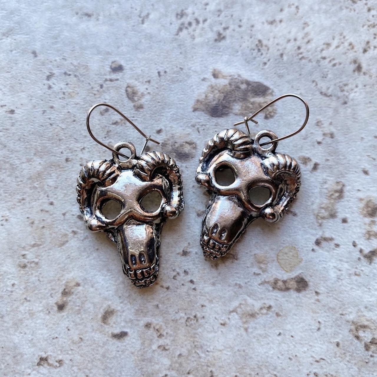 Pagan Ram Skull Dangling Drop Earrings