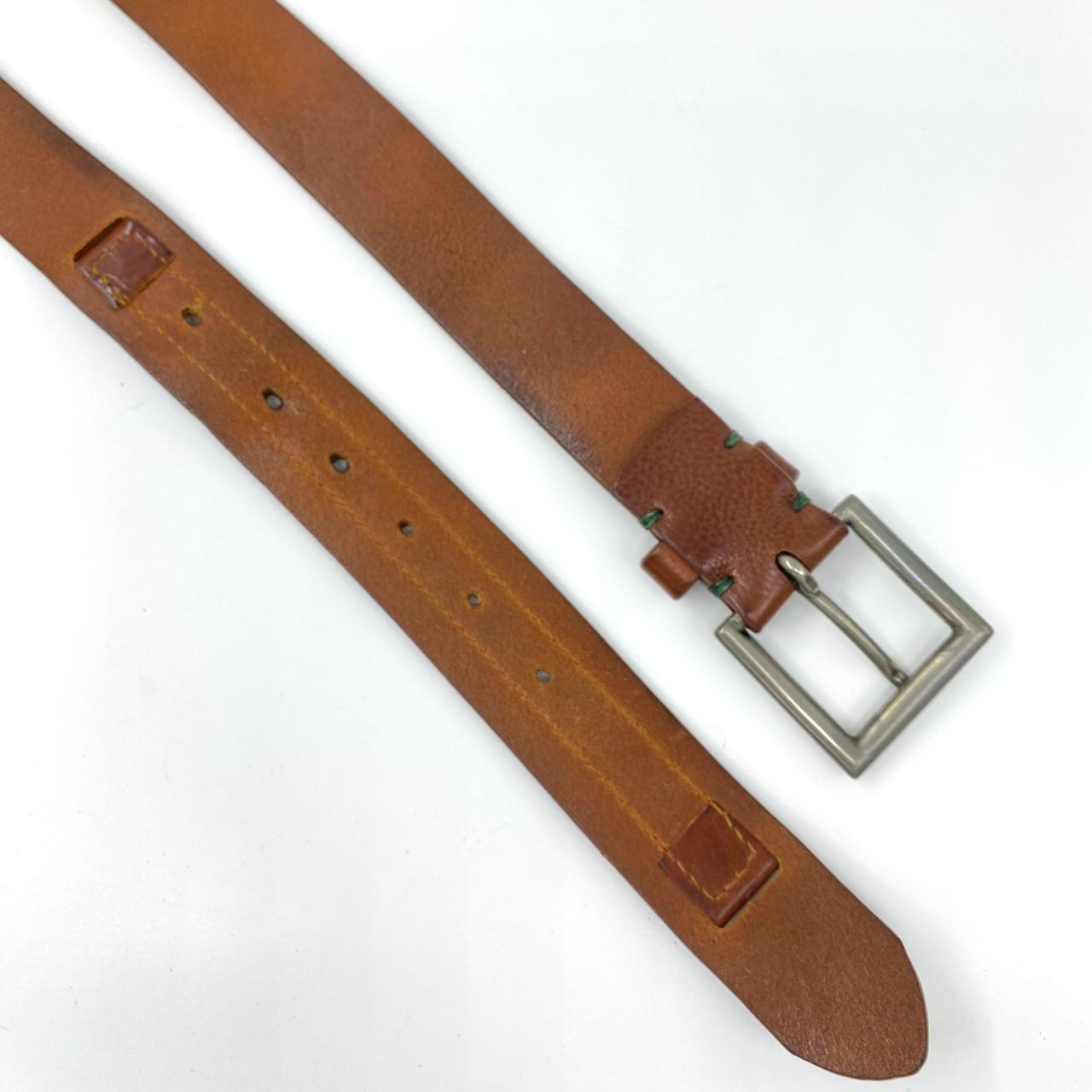 Leather Belt Vintage 90s Western Brown Leather Henry Cotton's Belt with Silver Tone Buckle