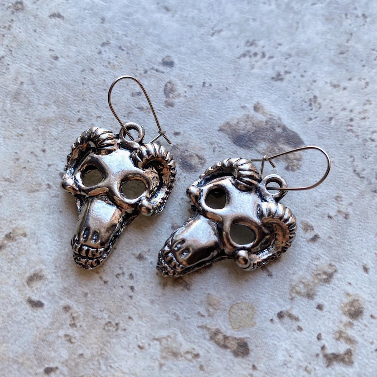 Pagan Ram Skull Dangling Drop Earrings