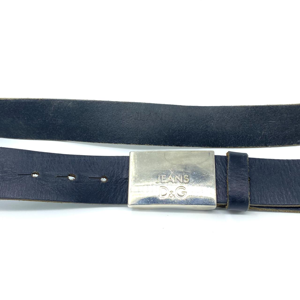 D&G Leather Belt Vintage Dolce & Gabbana Black Leather Belt Silver Tone Logo Buckle