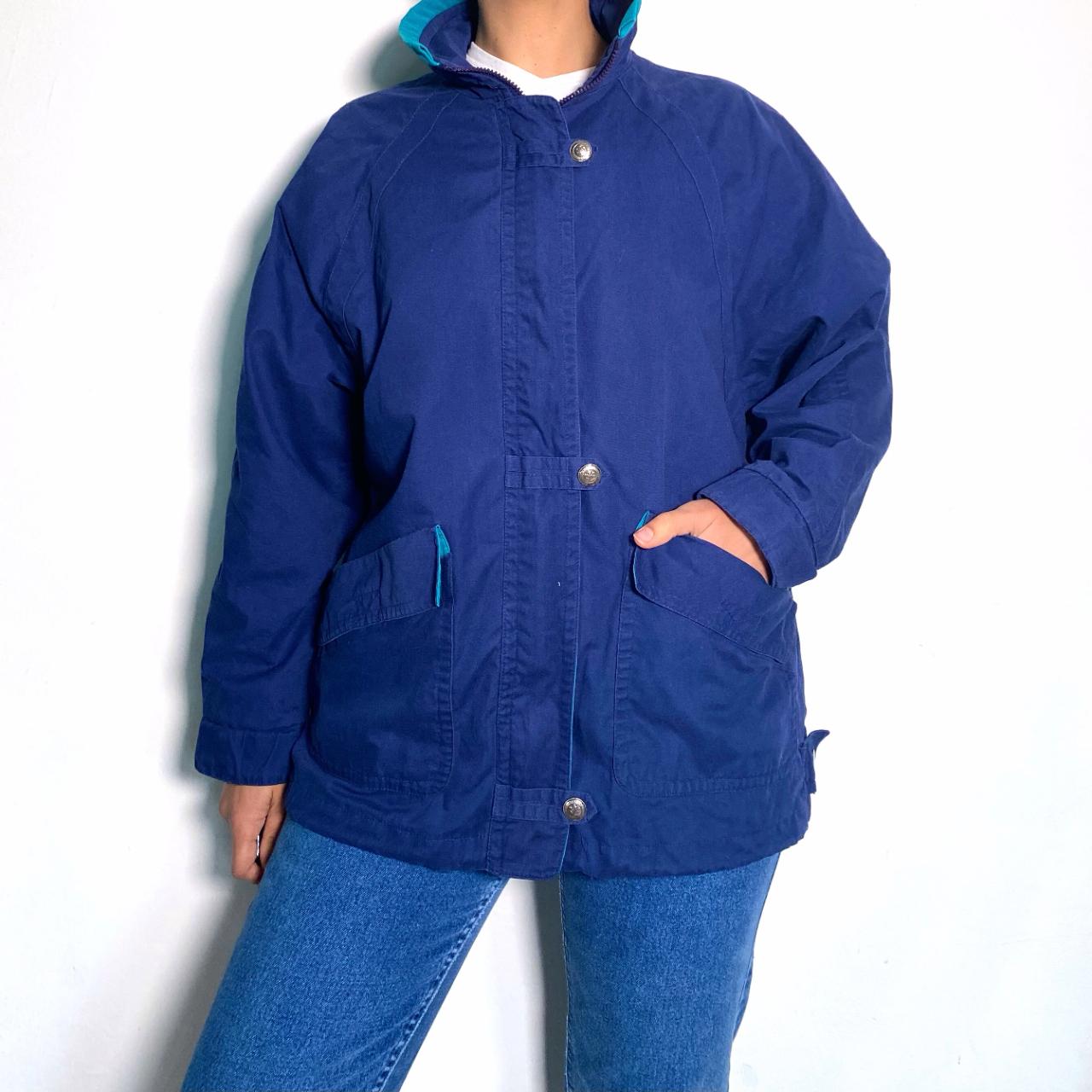 Vintage 90s Windbreaker Jacket Collared Rain Coat London Fog Nautical Jacket in Blue (next line) Ful