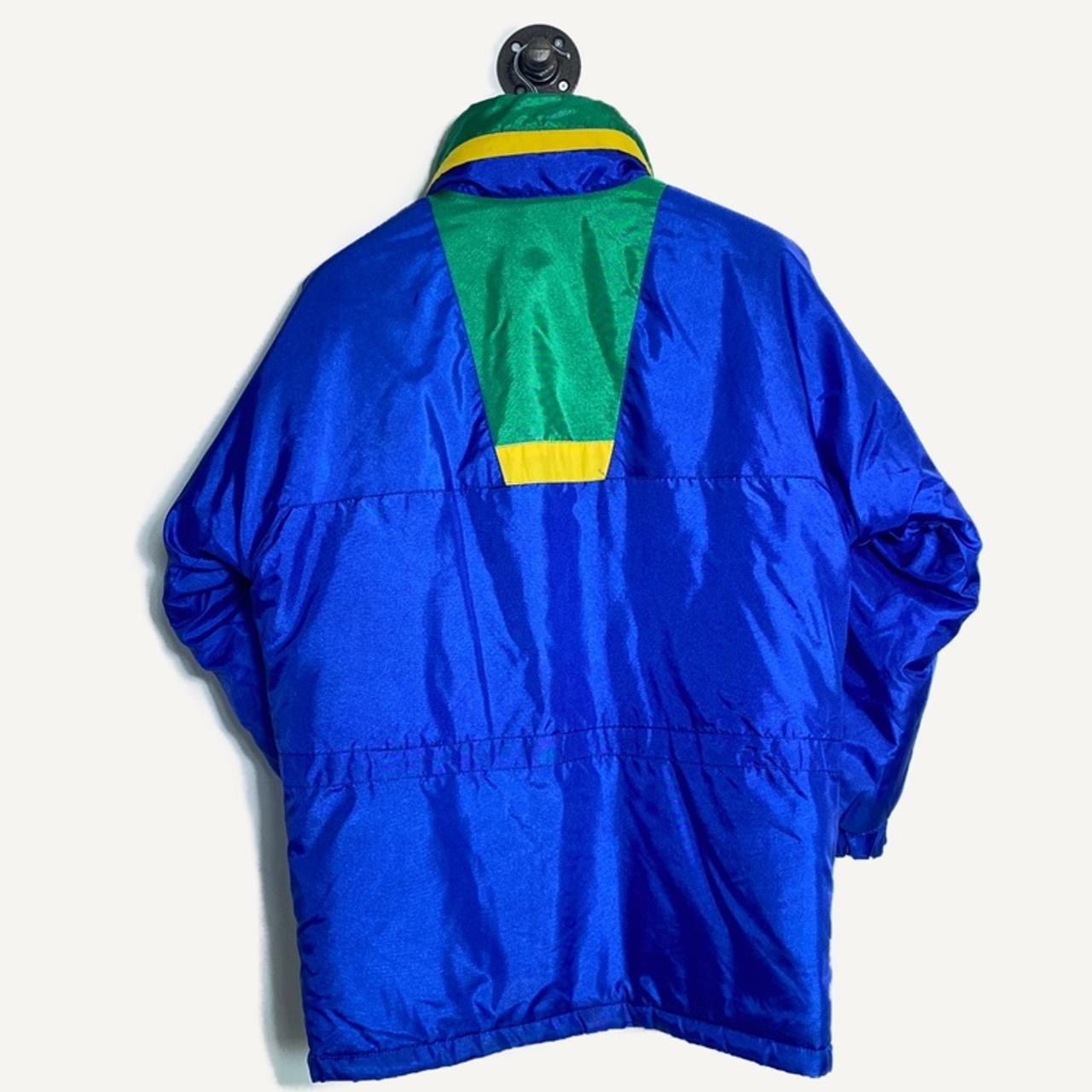 Vintage 80s Ski Jacket Retro Colour Block Waterproof Puffer Size Medium with Front Pockets