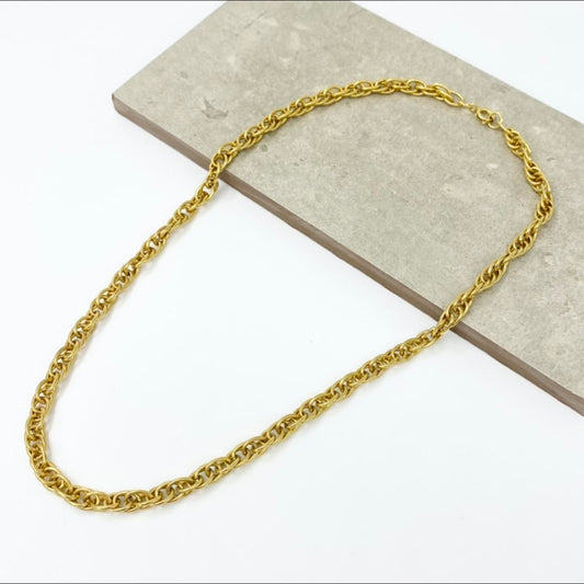 Vintage Gold Tone Chain Necklace Double Link Chain