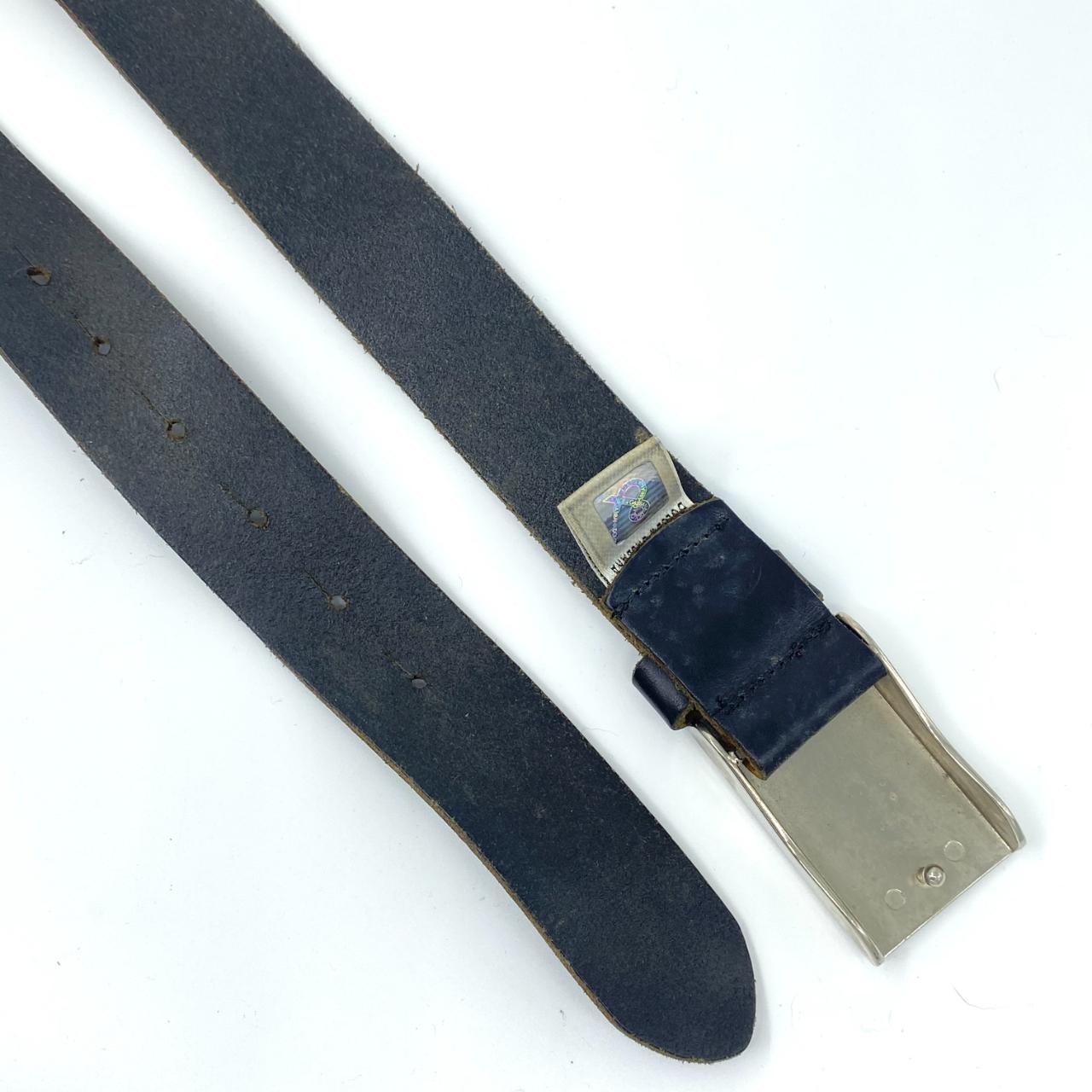 D&G Leather Belt Vintage Dolce & Gabbana Black Leather Belt Silver Tone Logo Buckle