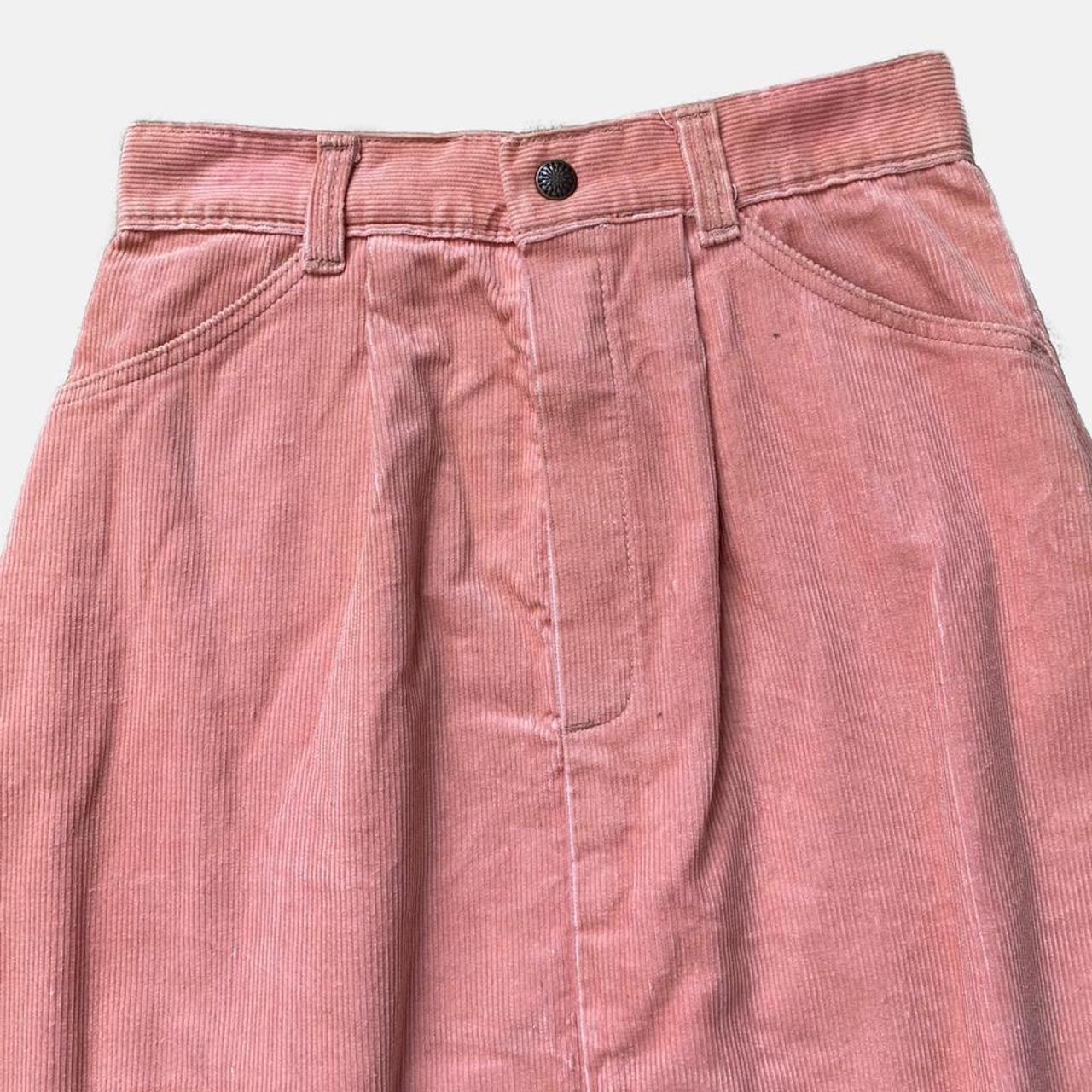 Corduroy Skirt Vintage 90s Pink High Waisted Cord MIDI Skirt Tapered High Rise