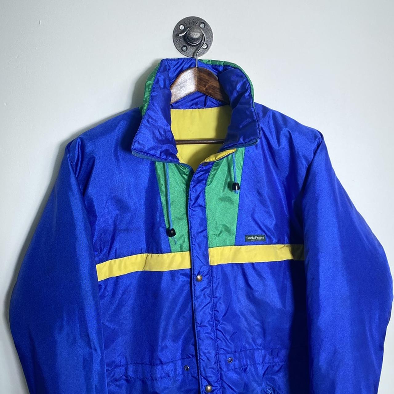 Vintage 80s Ski Jacket Retro Colour Block Waterproof Puffer Size Medium with Front Pockets