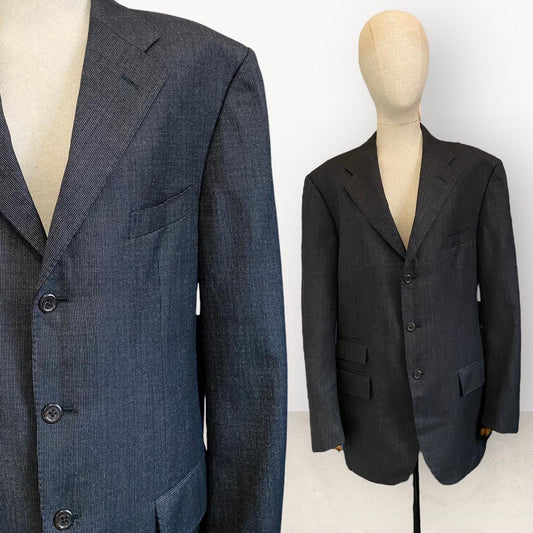 Polo Ralph Lauren Blazer 90s Vintage Pure New Wool Charcoal Grey Suit Jacket 3 Button Blazer L 40R