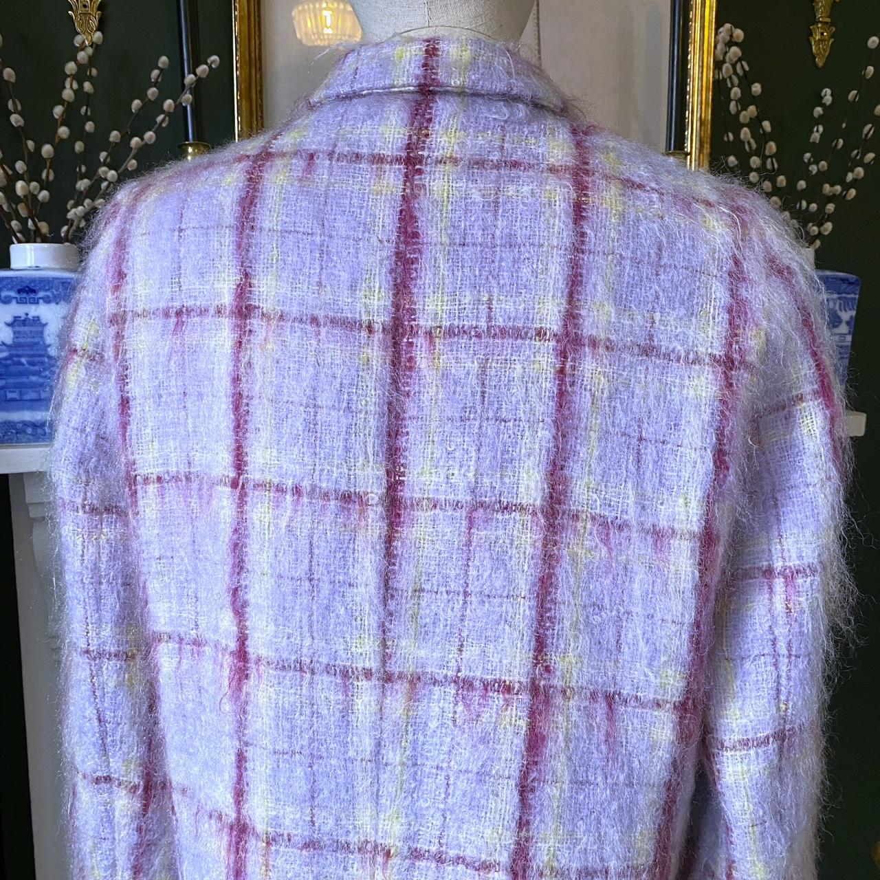 Vintage Mohair Blazer Checked Pastel Jacket Plaid Wool Clueless Style Button Up Jacket Size UK 14 Go