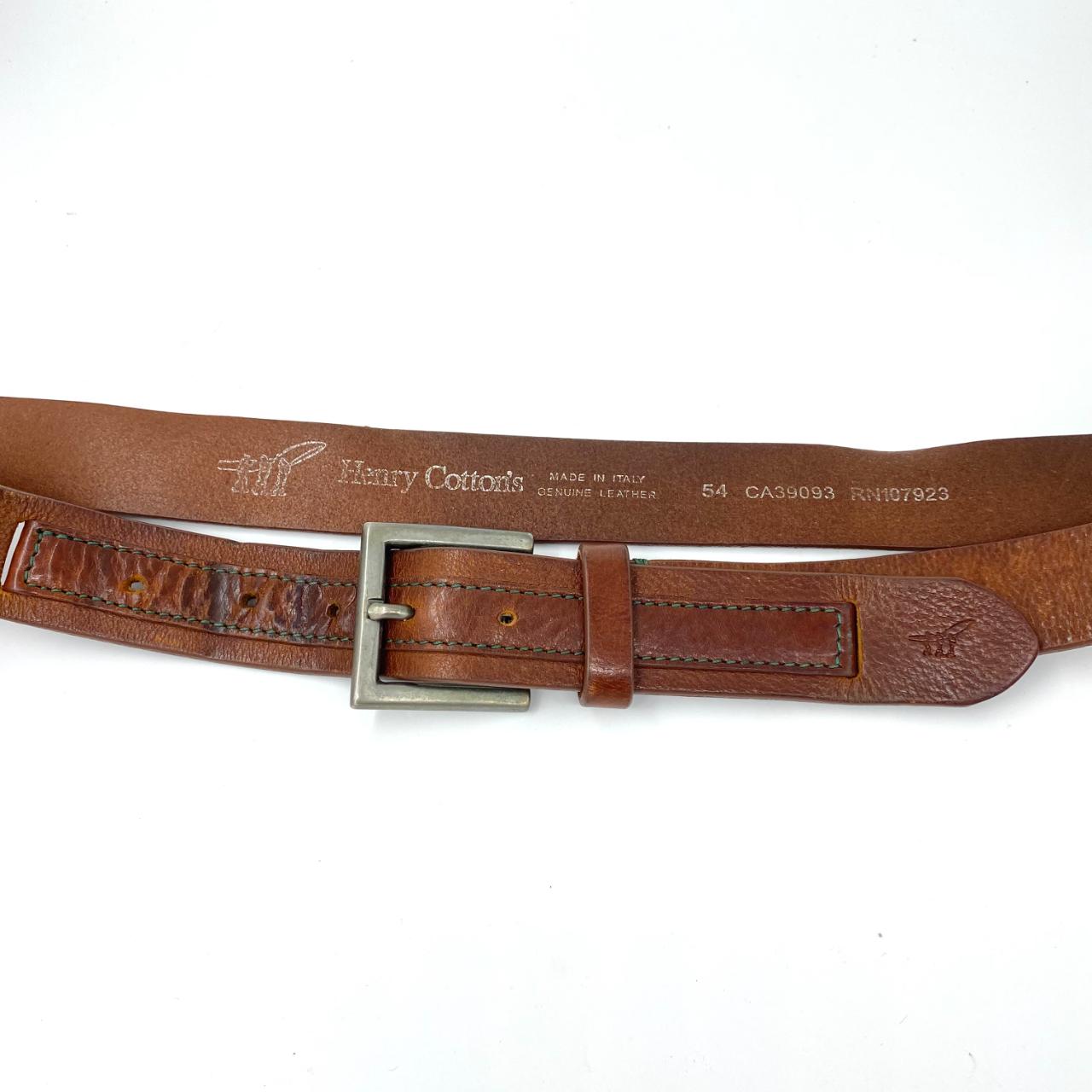 Leather Belt Vintage 90s Western Brown Leather Henry Cotton's Belt with Silver Tone Buckle