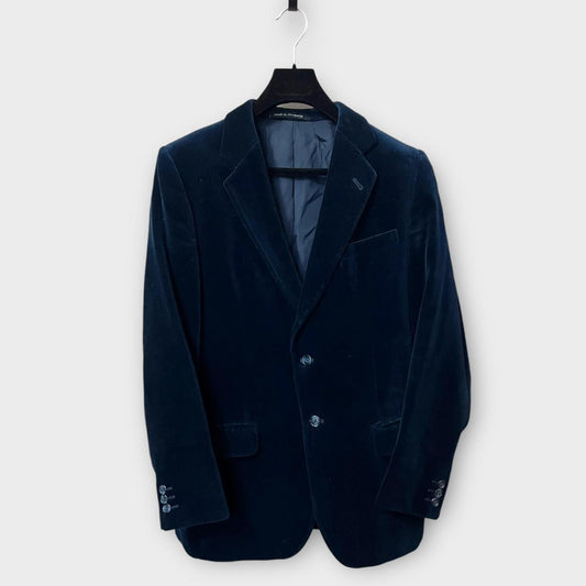 Vintage Velvet Blazer Maculette Navy Blue Jacket Dark Academia Velvet Blazer