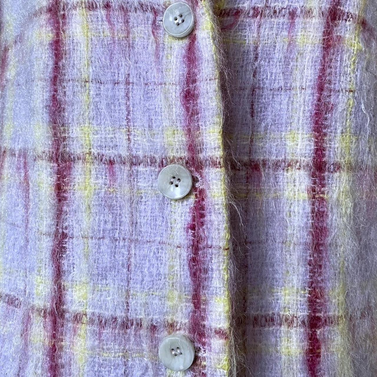 Vintage Mohair Blazer Checked Pastel Jacket Plaid Wool Clueless Style Button Up Jacket Size UK 14 Go