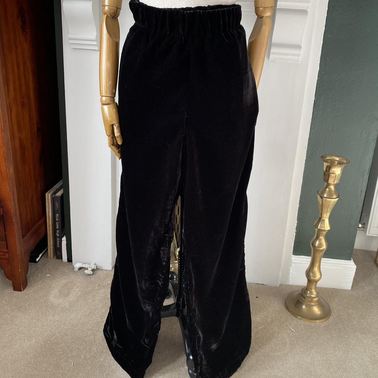 Black Velvet Pyjama Set Lace Trime Marks & Spencer Size UK 12