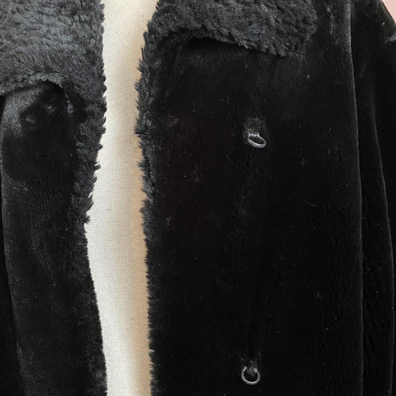 Faux Fur Coat Vintage 80s Black Mid Length Winter Coat